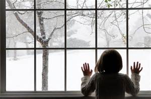 Looking Out Window in Winter
