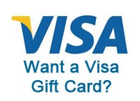 Visa logo above the text Want a Visa Gift Card? on a white background.